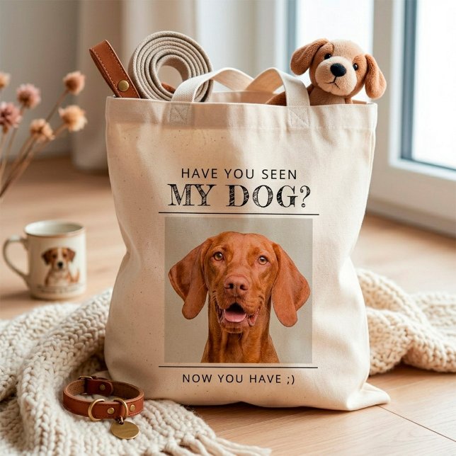 Bolsa Tote Foto Personalizada do Meu Cachorro (Personalized Have You Seen My Dog Photo Tote Bag)