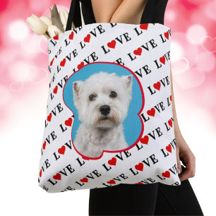 Bolsa Tote Foto Personalizada do Motif do White Classic LOVE