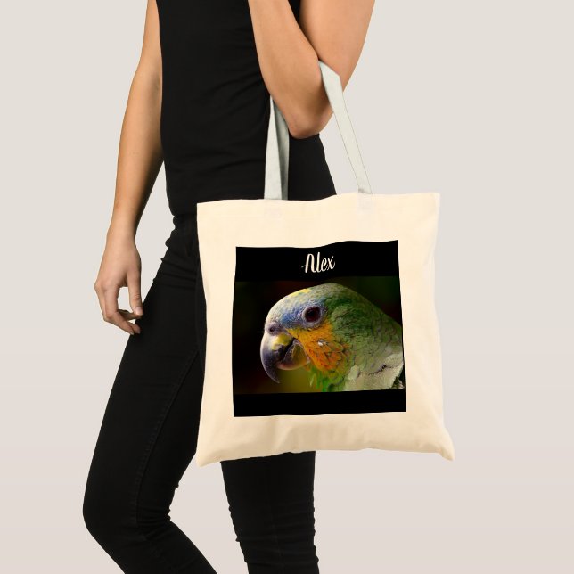Bolsa Tote Foto personalizada do papagaio e nome Tote Bag (Frente (produto))
