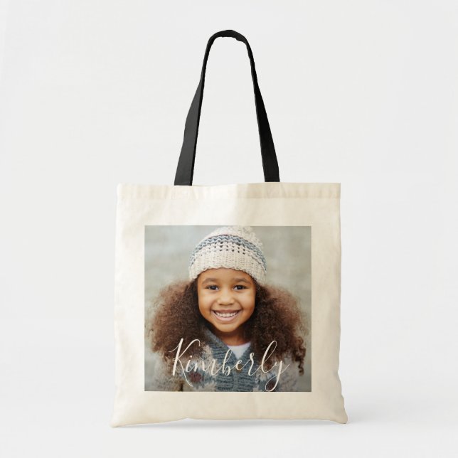 Bolsa Tote foto personalizada e nome (Frente)