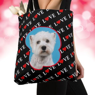 Bolsa Tote Foto Personalizada Elegante Moderna do Chic LOVE P