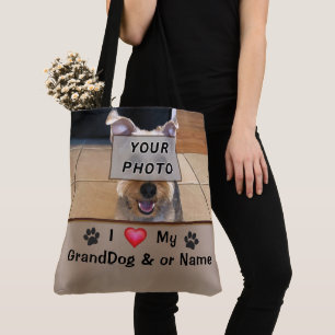 Bolsa Tote FOTO Personalizada Eu Amo Meus presentes GrandDog,