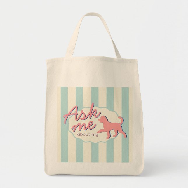 Bolsa Tote Foto Personalizada Goldendoodle Listra Retro (Frente)