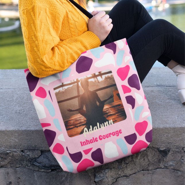 Bolsa Tote Foto personalizada Yoga Lover Professora Mãe Mulhe (Custom Photo Yoga Lover Teacher Mom Women Gift)