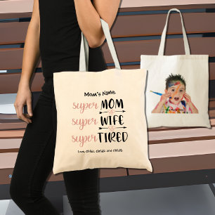 Bolsa Tote Foto personalizável Super-Mãe Super-Esposa Cansada