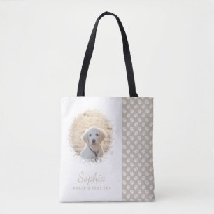 Bolsa Tote Foto Pet Personalizada e Pinturas Brancas no bege 