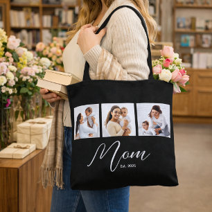 Bolsa Tote Foto preta com roteiro estabelecido pela mãe