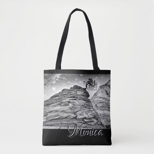 Bolsa Tote Foto preto e branco personalizada dos bonsais de (Frente)