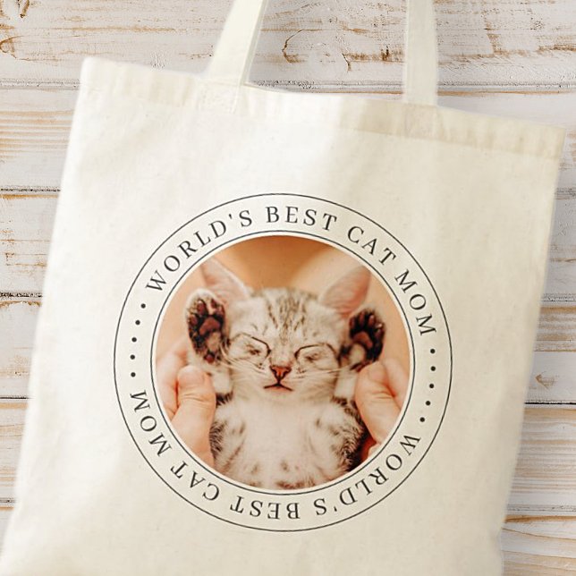 Bolsa Tote Foto Simples Clássica da Melhor Cat Mãe do Mundo (Criador carregado)