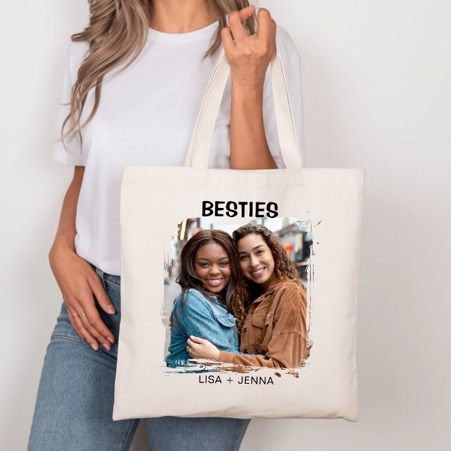 Bolsa Tote Foto Simples de Melhores Amigos para Besties Moder (Criador carregado)