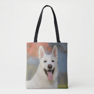 Bolsa Tote Foto suíça branca do cão de pastor: Amigo pelud
