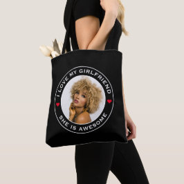 Bolsa Tote Foto Texto Coração Eu Amo Meu Namorada Incrível