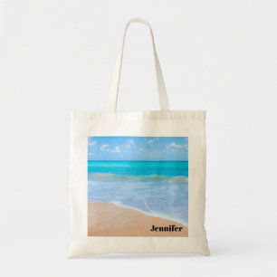 Bolsa Tote Foto tropical da cena da praia surpreendente