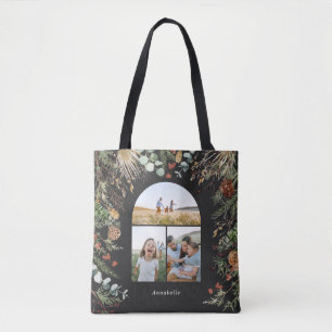 Bolsa Tote Fotoarco de Natal 3, cor d'água, floral botânico