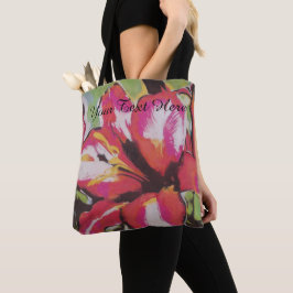 Bolsa Tote fotografia abstrato incomum da flor vermelha de lí