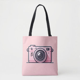 Bolsa Tote Fotografia da Câmera de Snapshot Rosa Trendy