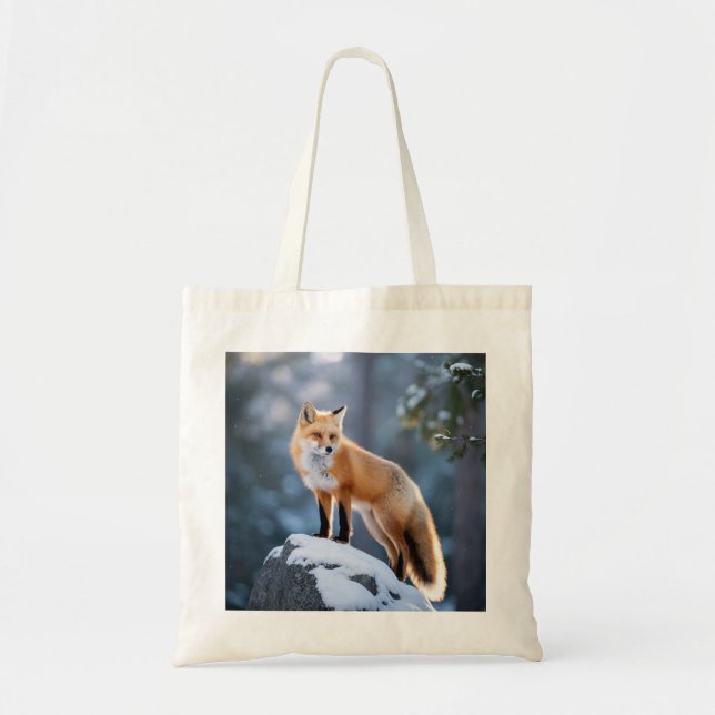 Bolsa Tote Fotografia da Fox Maiestosa de Inverno (Frente)