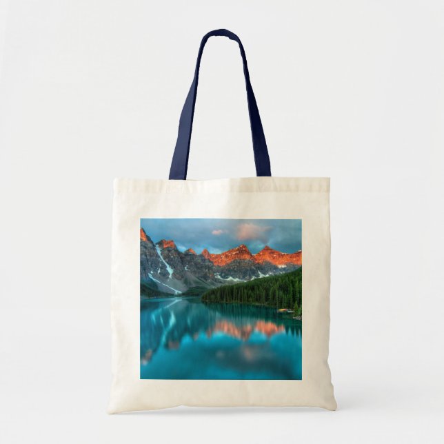 Bolsa Tote Fotografia de paisagem Cena Montanha e Lago (Frente)