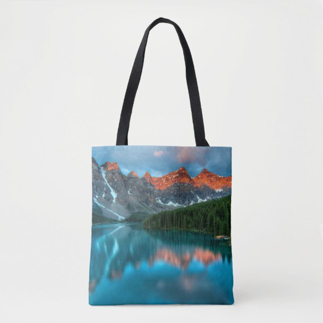 Bolsa Tote Fotografia de paisagem Cena Montanha e Lago (Frente)