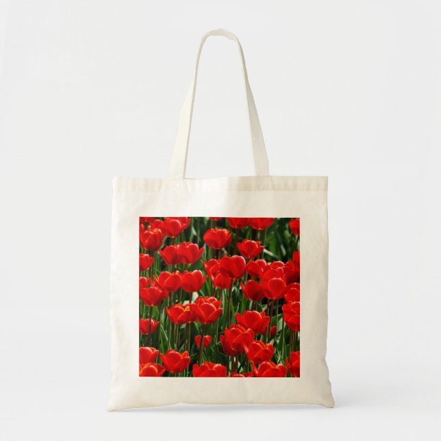 Bolsa Tote Fotografia de Tulipas e Flores Rosa (Frente)