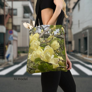 Bolsa Tote Fotografia do Galho da Árvore Magnólia 