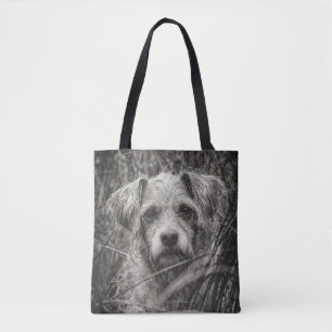 Bolsa Tote Fotografia do Retrato Branco e Preto-Cachorro