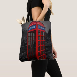 Bolsa Tote Fotografia Dramática de Cabine Telefônica Vermelha
