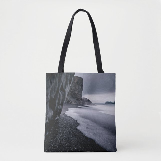 BOLSA TOTE FOTOGRAFIA EM GRAYSCALE DE SEASHORE E DO MAR DE CA (Frente)