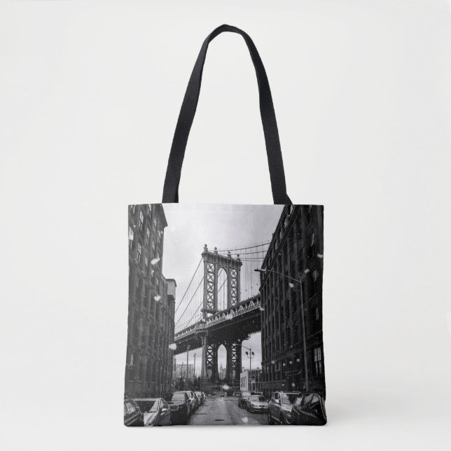 BOLSA TOTE FOTOGRAFIA GRAYSCALE DA BRIDGE BROOKLYN (Frente)