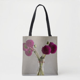 Bolsa Tote Fotografia Original bonito Dahlia +Nome Personaliz