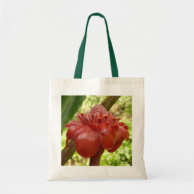 Bolsa Tote Fotografia Tropical do Flor Vermelho Torch Ginger (Frente)