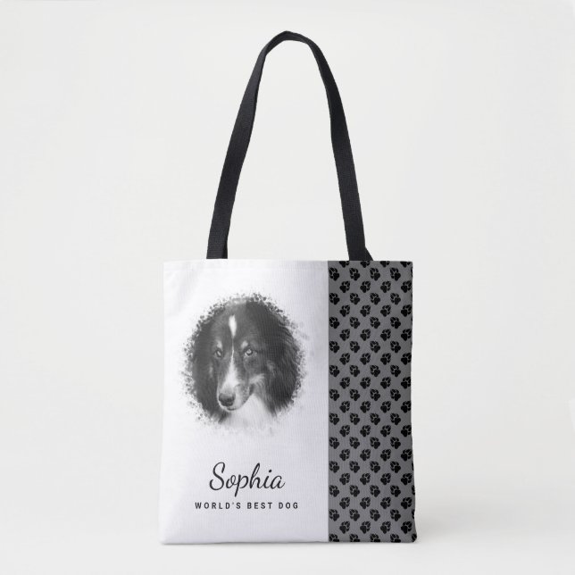 Bolsa Tote Fotografias Pet Personalizadas E Peças Pretas Na C (Frente)