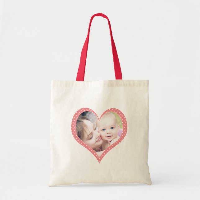 Bolsa Tote Fotos em corações personalizadas da mãe (Frente)
