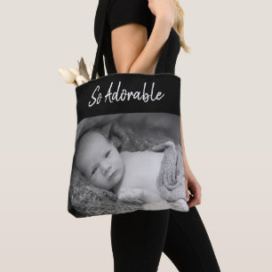 Bolsa Tote Fotos pretas e brancas de bebê precioso adorável