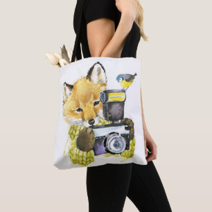Bolsa Tote Fox bonito da aguarela que toma imagens