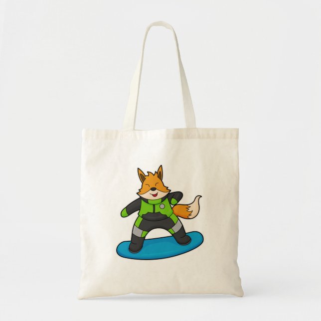 Bolsa Tote Fox como Snowboarder com Snowboard (Frente)