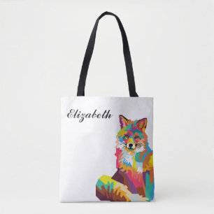 Bolsa Tote Fox Pop de Arte Personalizada Colorida