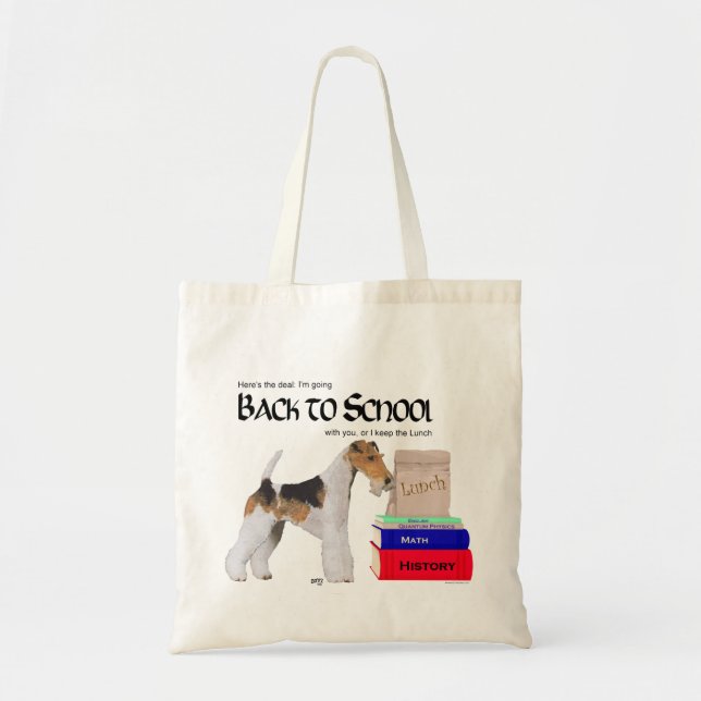 Bolsa Tote Fox Terrier com fio de volta à escola (Frente)