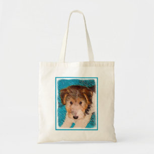 Bolsa Tote Fox Terrier Puppy Painting - Arte Original De Cão