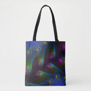 Bolsa Tote Fractal Abstrato de Disquete Moderno e Luminoso Co