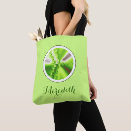 Bolsa Tote Fractal de Verde limão Personalizado com Nome