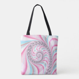 Bolsa Tote Fractal Espiral De Canas Azuis Cor-de-Rosa Pastel