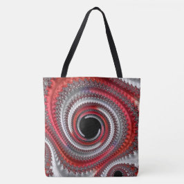 Bolsa Tote Fractal Espiral Gradiente Vermelho abstrato