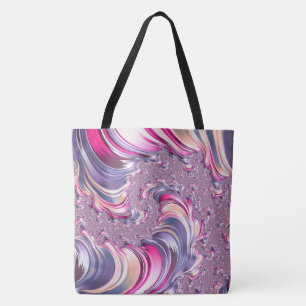 Bolsa Tote Fractal espiral roxa-abstrato cor-de-rosa
