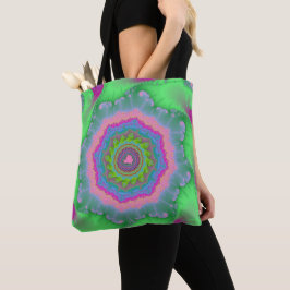 Bolsa Tote Fractal Verde e Pêssego Elegante