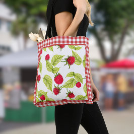 Bolsa Tote Framboesas em Red Gingham