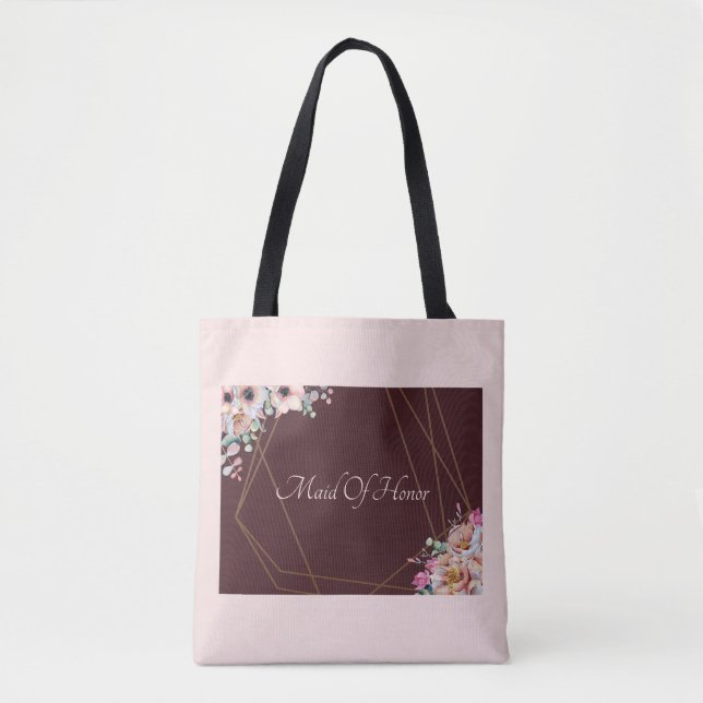 Bolsa Tote Frames Geométricos Florais Do Anêmono Rosa Elegant (Frente)