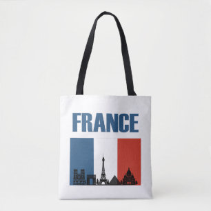 Bolsa Tote França Viagem - Paris City Skyline French Flag