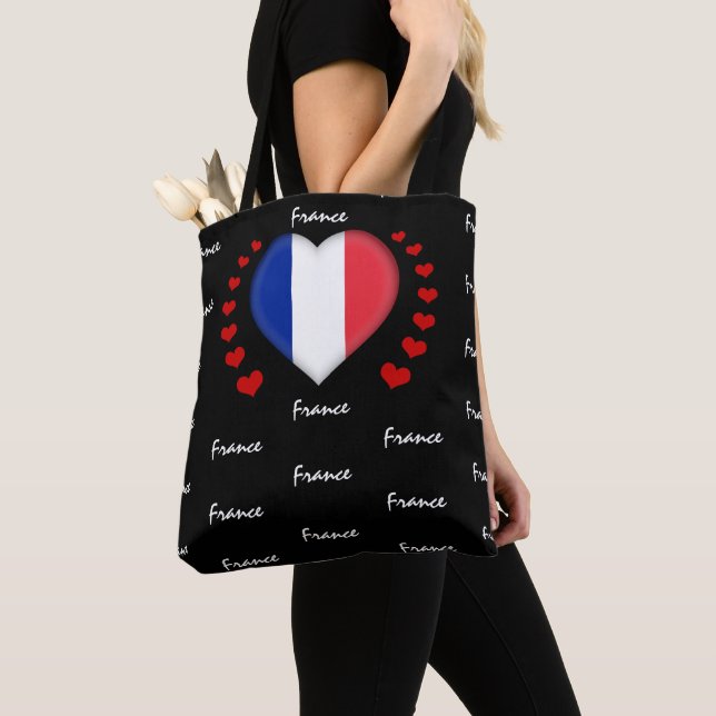 Bolsa Tote France Flag & Heart, French Flag fashion /sport (Close Up)