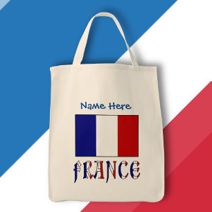 Bolsa Tote Francês Bandeira Personalização Azul
